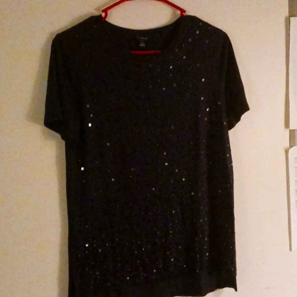 Anne Taylor navy blue tshirt w/ sequence